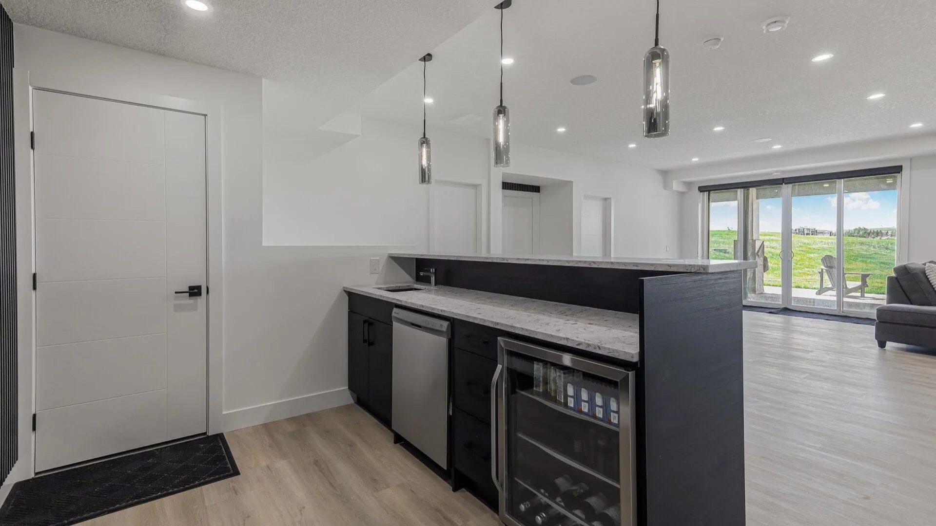 Finished lifestyle basement development by OAF Construction in Calgary
